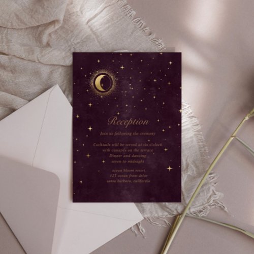 Celestial Burgundy Moon Reception Enclosure Card