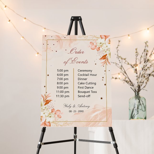 Celestial Burnt Orange Botanical Itinerary Sign (In Situ (Stand))