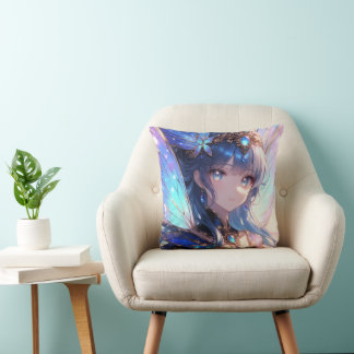 Celestial butterfly fairy throw pillow