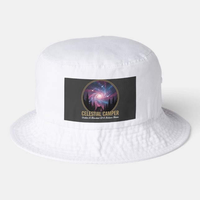 Celestial Camper Galaxy Night Scene Bucket Hat (Front)