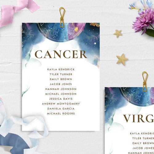 Celestial Cancer Seating Chart Card w Guest Name