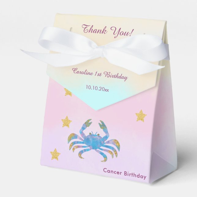 Celestial Cancer Watercolor | 1st Birthday Favor Boxes (Front Side)