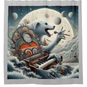 Celestial Canis Pianist Shower Curtain