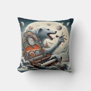 Celestial Canis Pianist Throw Pillow
