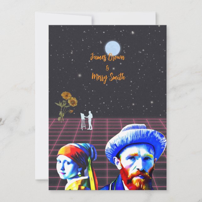 Celestial Canvases of Love Sunflower Wedding Invitation (Front)