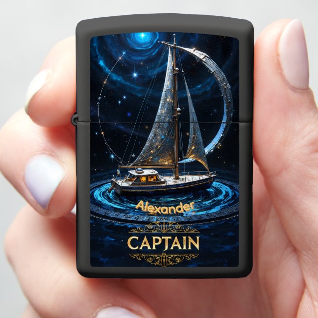 Celestial Captain's Custom Sailing Souvenir Zippo Lighter (In Hand)