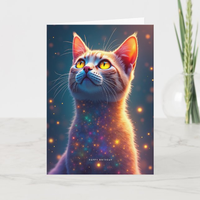 Celestial Cat Birthday Card (Front)