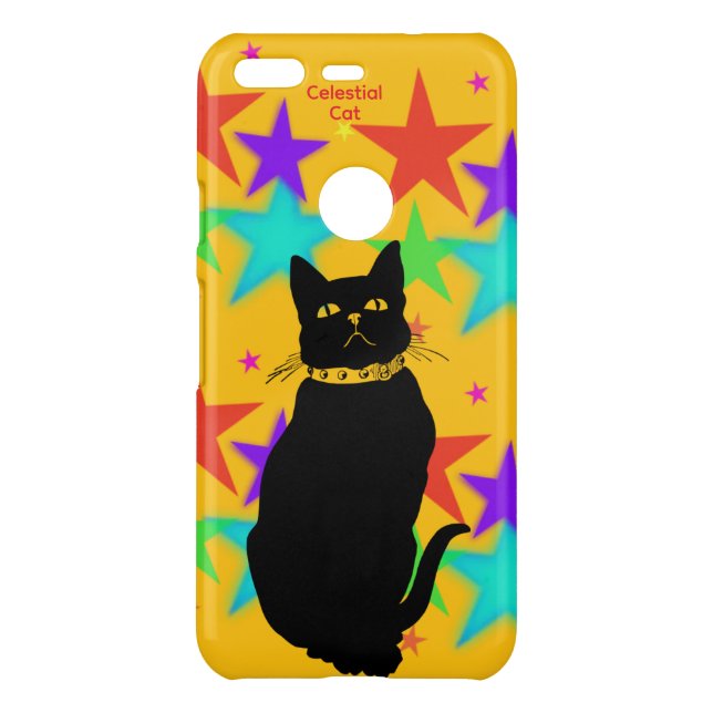 Celestial Cat Black Cat iPhone Case – Yellow (Back)