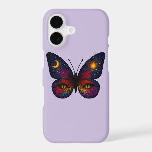 Celestial Cat-Eye Butterfly Lavender Sun Moon Boho iPhone 17 Case