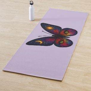 Celestial Cat-Eye Butterfly Lavender Sun Moon Boho Yoga Mat