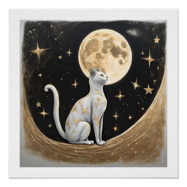Celestial Cat Gift For Cat Lovers Poster (Front)