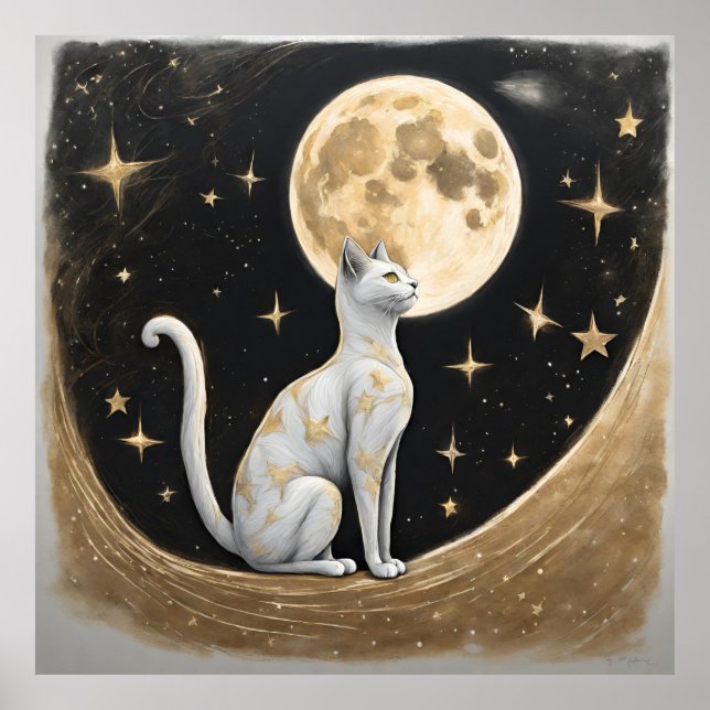 Celestial Cat Gift For Cat Lovers Poster (Front)