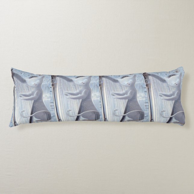 Celestial Cat Harp – Dreamy Body Pillow (Front)