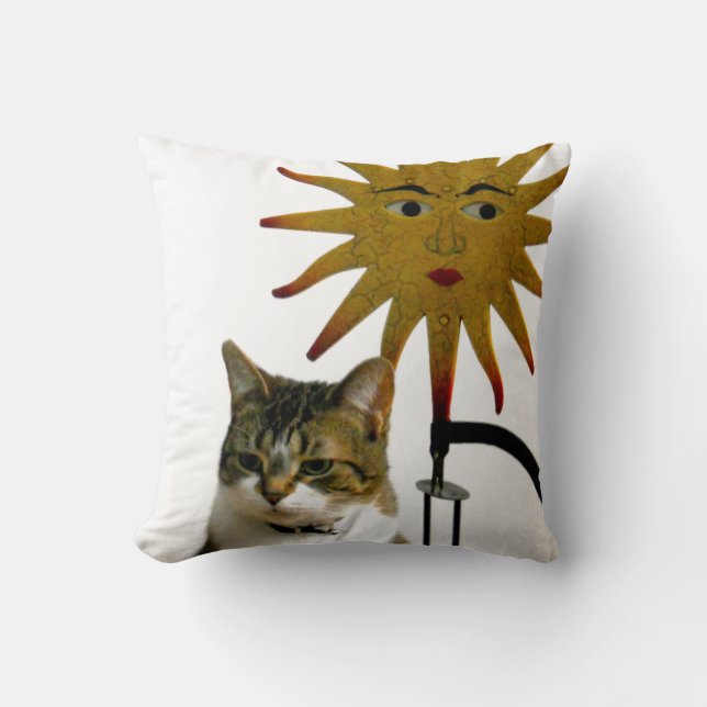 Celestial Cat Throw Pillow (Front)