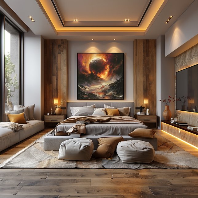 Celestial Cataclysm Over Elemental Landscape Art Poster (Creator Uploaded)