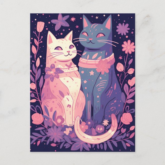  Celestial Cats Greeting Card (Front)