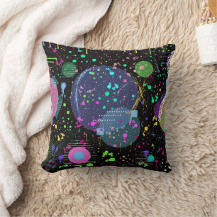 Celestial Celebrations: Maximalist Abstract Art Throw Pillow