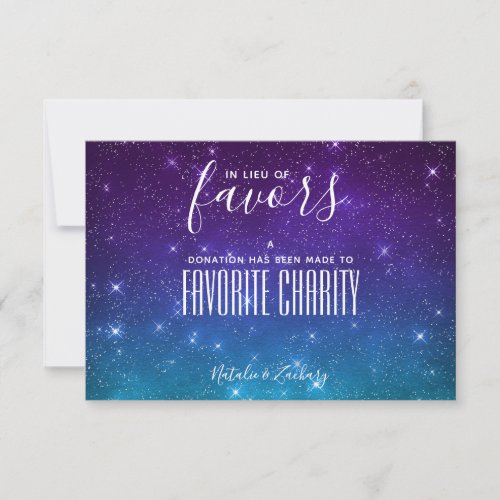Celestial Charity In Lieu of Favors Wedding Card