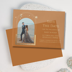 Celestial Chic Gold Photo Wedding Save The Date Vellum Invitations