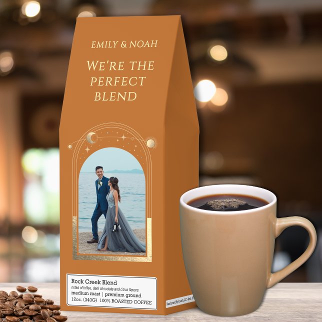 Celestial Chic Gold Sun Moon Stars Wedding Roasted Coffee (Creator Uploaded)