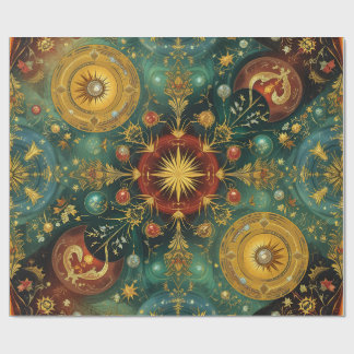 Celestial Christmas Gold Starburst Wrapping Paper