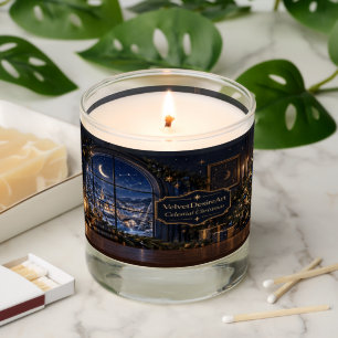 Celestial Christmas Navy Gold Teakwood Candle