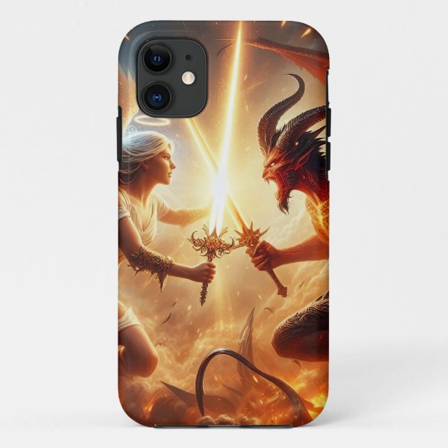 Celestial Clash: Red & Gold Case-Mate iPhone Case (Back)