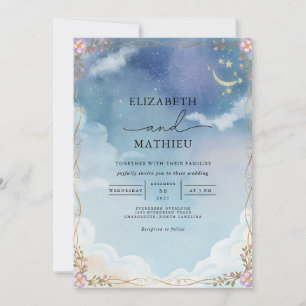 Celestial Cloud Bloom Wedding Invitation