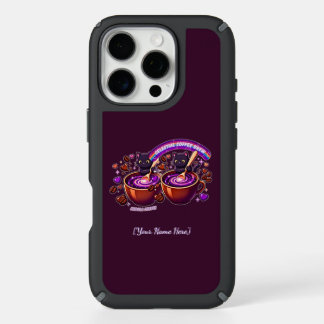 Celestial Coffee Cats Cute Purple iPhone 16 Pro Case