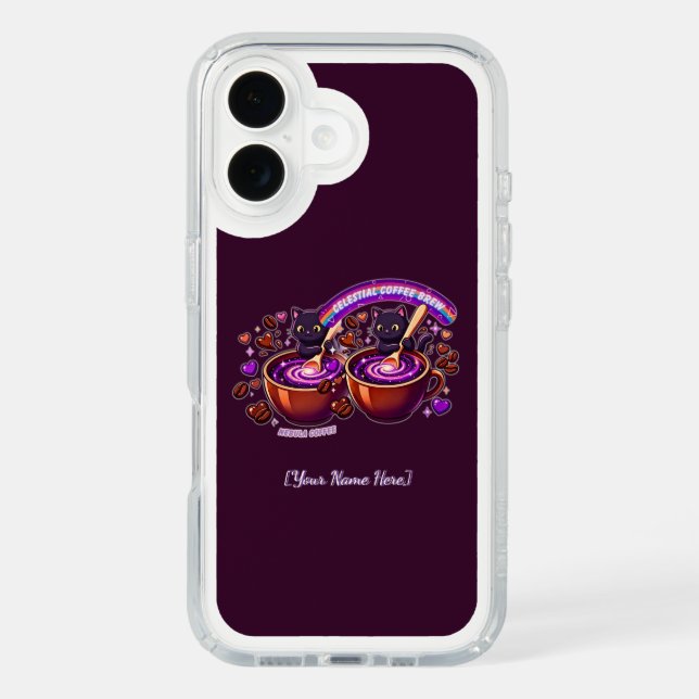 Celestial Coffee Cats Cute Purple  Speck iPhone Case (Front)