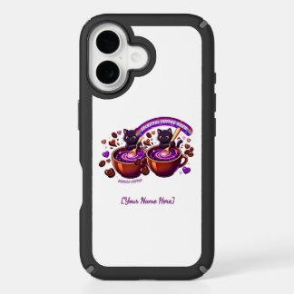 Celestial Coffee Cats Cute Purple iPhone 16 Case