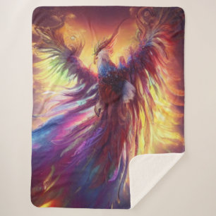 Celestial Colorful Phoenix Sherpa Blanket