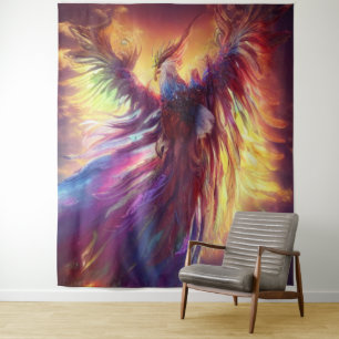 Celestial Colorful Phoenix Tapestry
