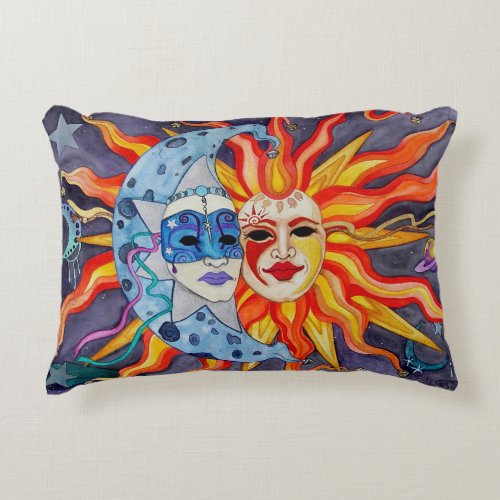 Celestial Comedy and Tragedy Accent Pillow