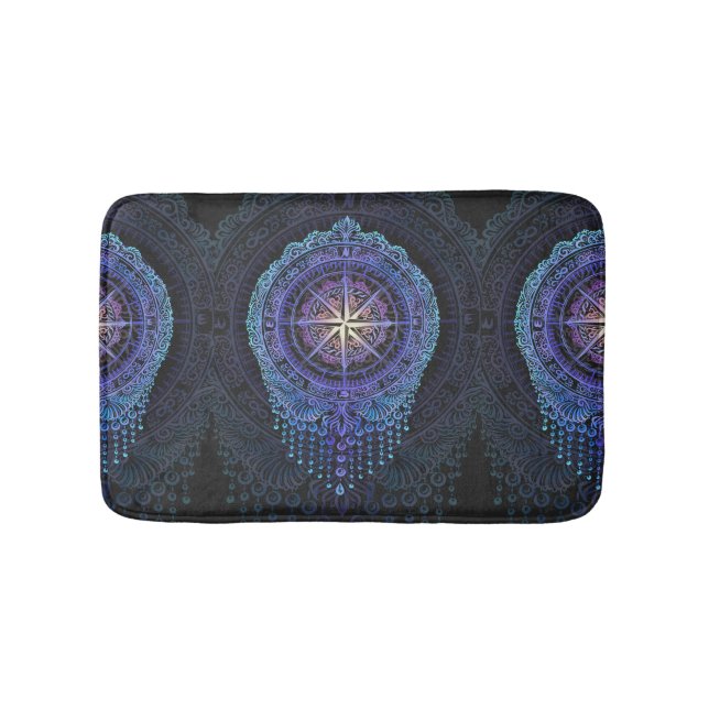 Celestial Compass Mandala Bathroom Mat (Front)