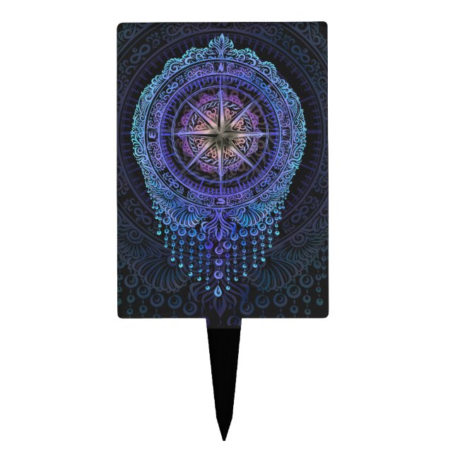 Celestial Compass Mandala Cake Topper (Front)