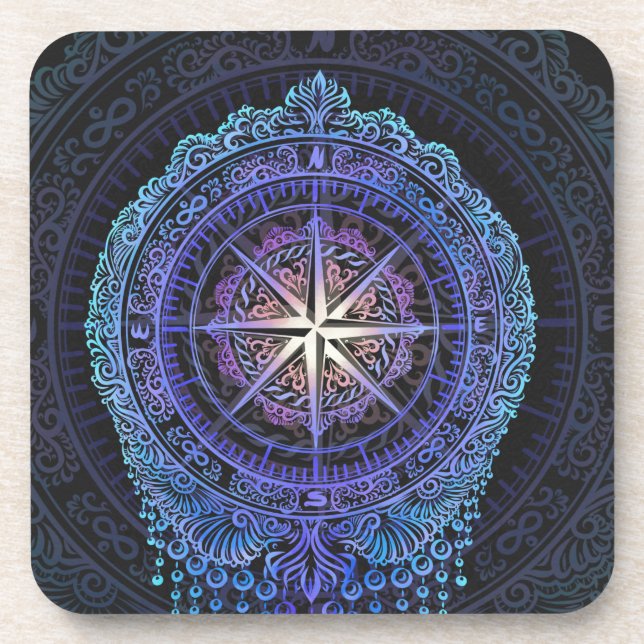 Celestial Compass Mandala Coaster (Front)