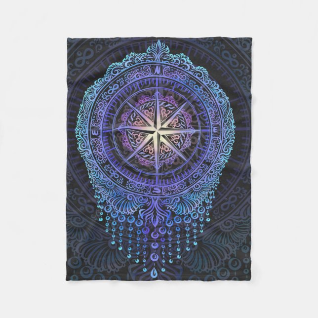 Celestial Compass Mandala Fleece Blanket (Front)
