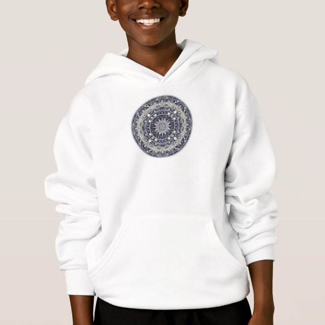 Celestial Compass Mandala Star Pattern Art Hoodie (Front)