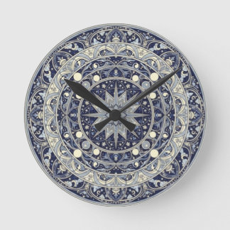 Celestial Compass Mandala Star Pattern Art Round Clock