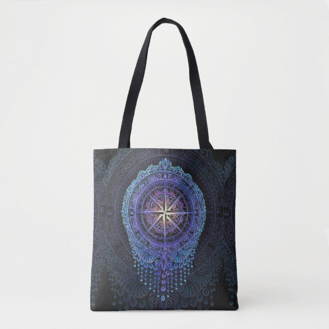 Celestial Compass Mandala Tote Bag (Front)