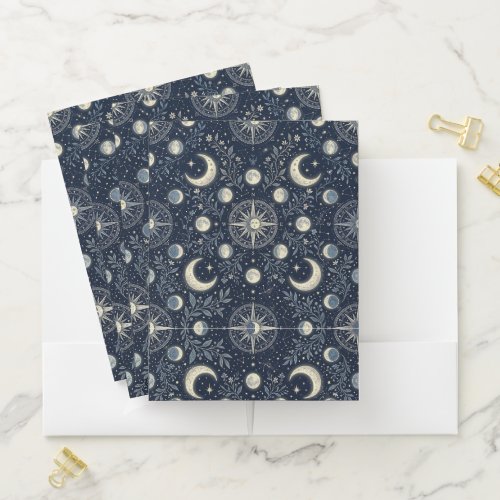 Celestial Compass Nightfall – Mystic Lunar Pattern Pocket Folder