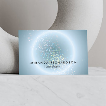 Celestial Confetti Glow Blue Business Card by 1201am at Zazzle