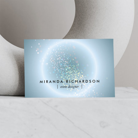 Celestial Confetti Glow Blue Business Card