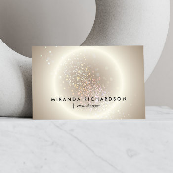 Celestial Confetti Glow Gold Business Card by 1201am at Zazzle