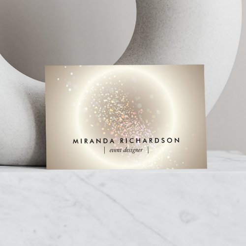 Celestial Confetti Glow Gold Business Card