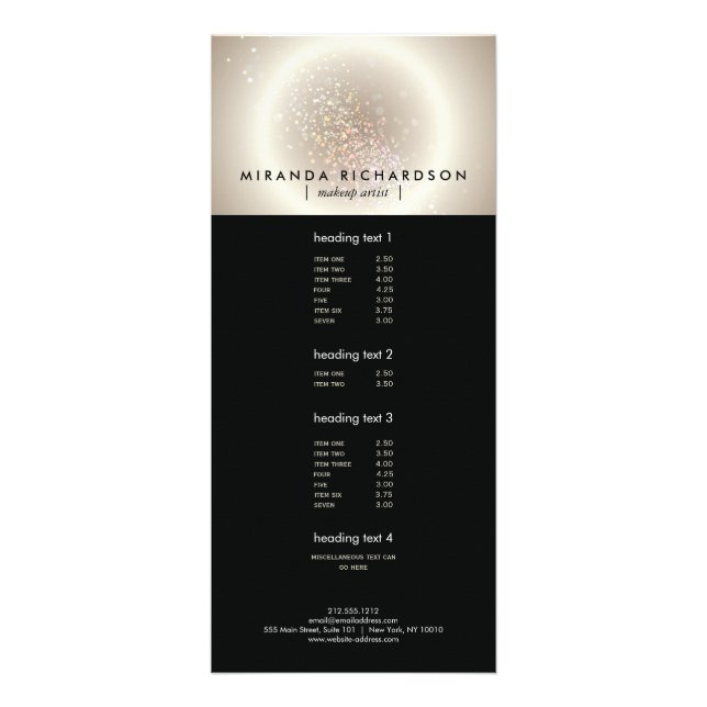 Celestial Confetti Glow Gold Rack Card (Front)
