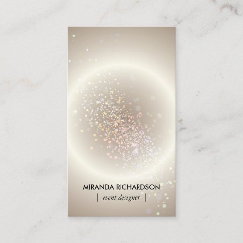 Celestial Confetti Glow Gold Vertical Business Card