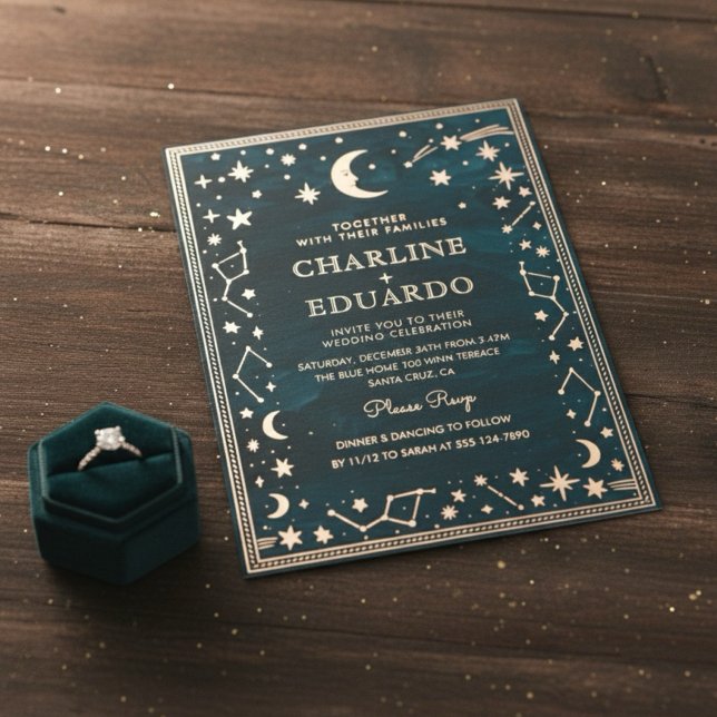 Celestial Constellation Gold Wedding Foil Invitation (Creator Uploaded)