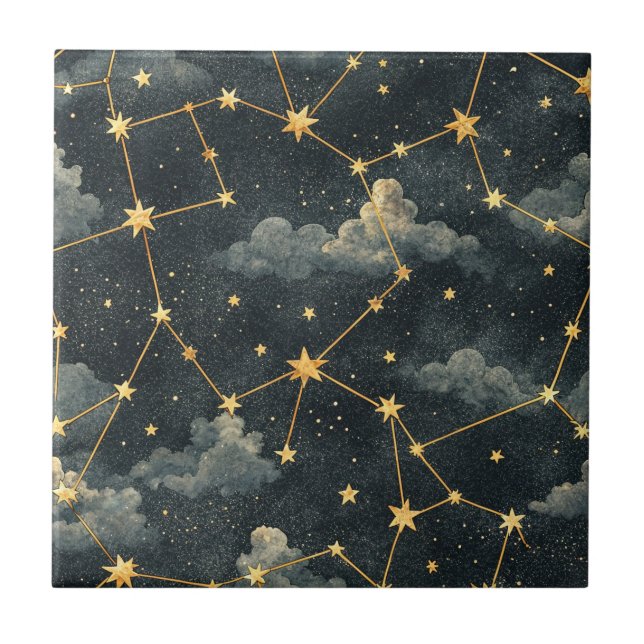 Celestial Constellation Star Pattern (1) Ceramic Tile (Front)